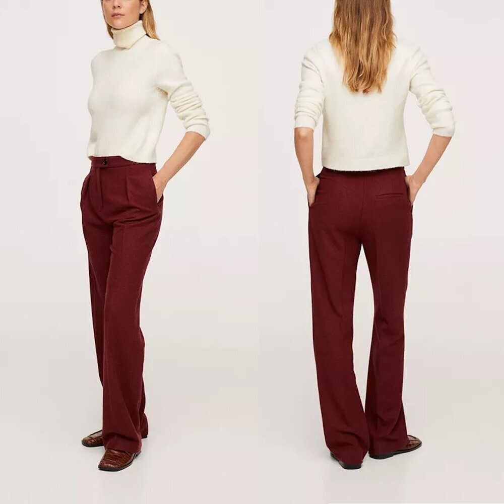 New MANGO Women's Wool Red Pants Size 6